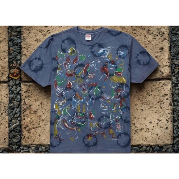 Supreme Clowns Tee Bleached Navy FW19 Week 17 Men’s Medium 100% Cotton - Picture 10 of 10